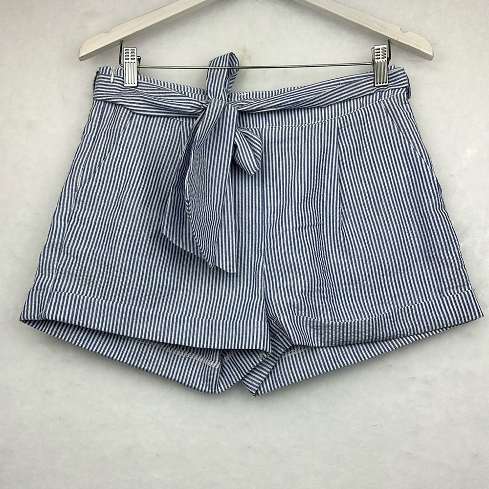 Bow Shorts, Blue&White Seersucker, Size M